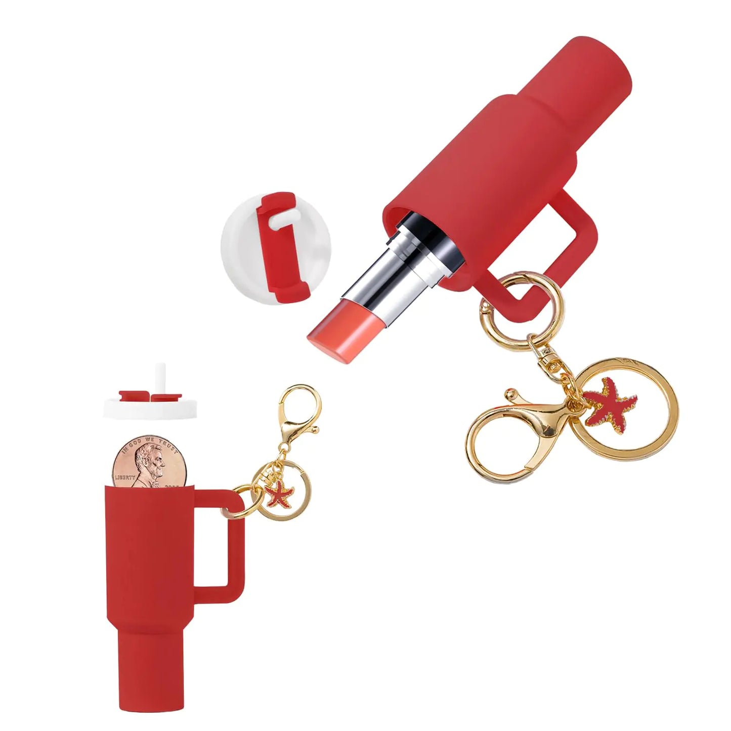Mini Tumbler Keychain Chapstick Holder Mini Stanley Cup Keychain for School Bag Handbag Backpack Cute Lip Balm Holder Keychains for Women(Green)